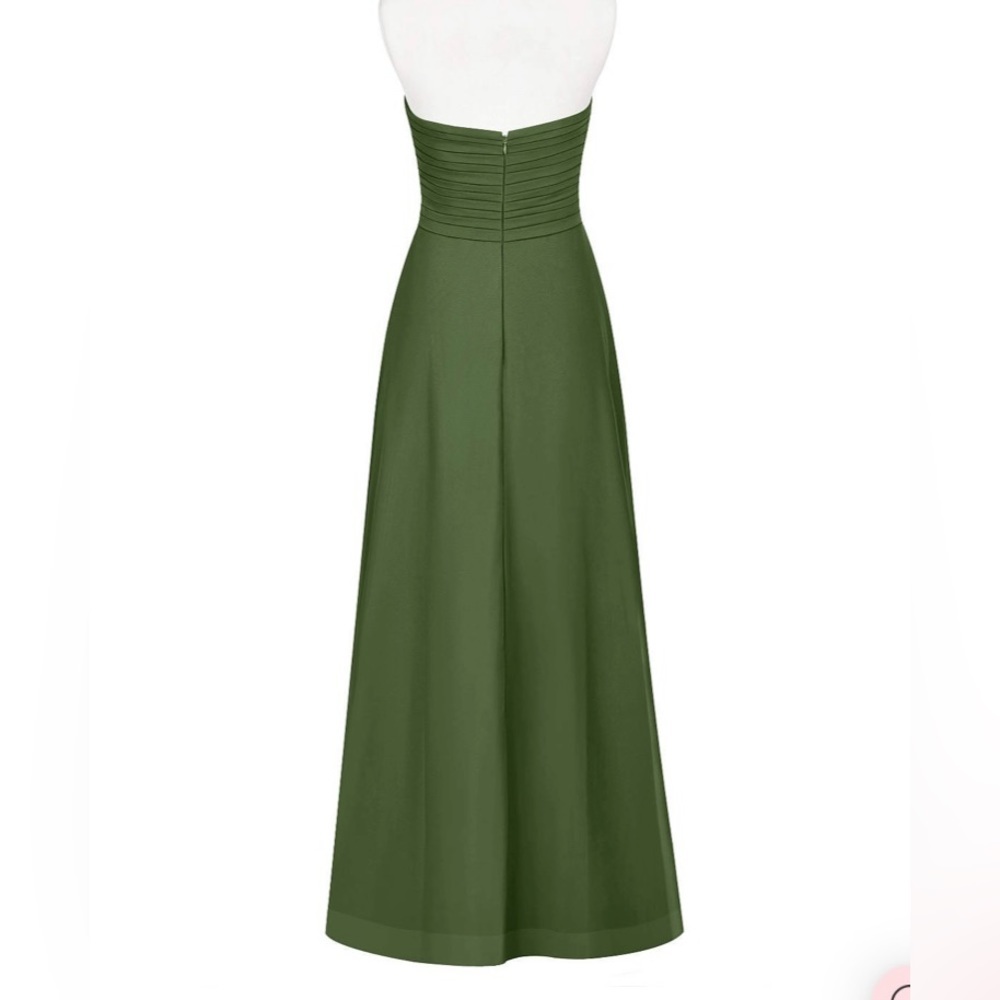 Azazie Olive Green Strapless Bridesmaid Dress - Picture 2 of 5